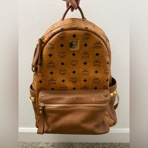 MCM Cognac Logo Backpack